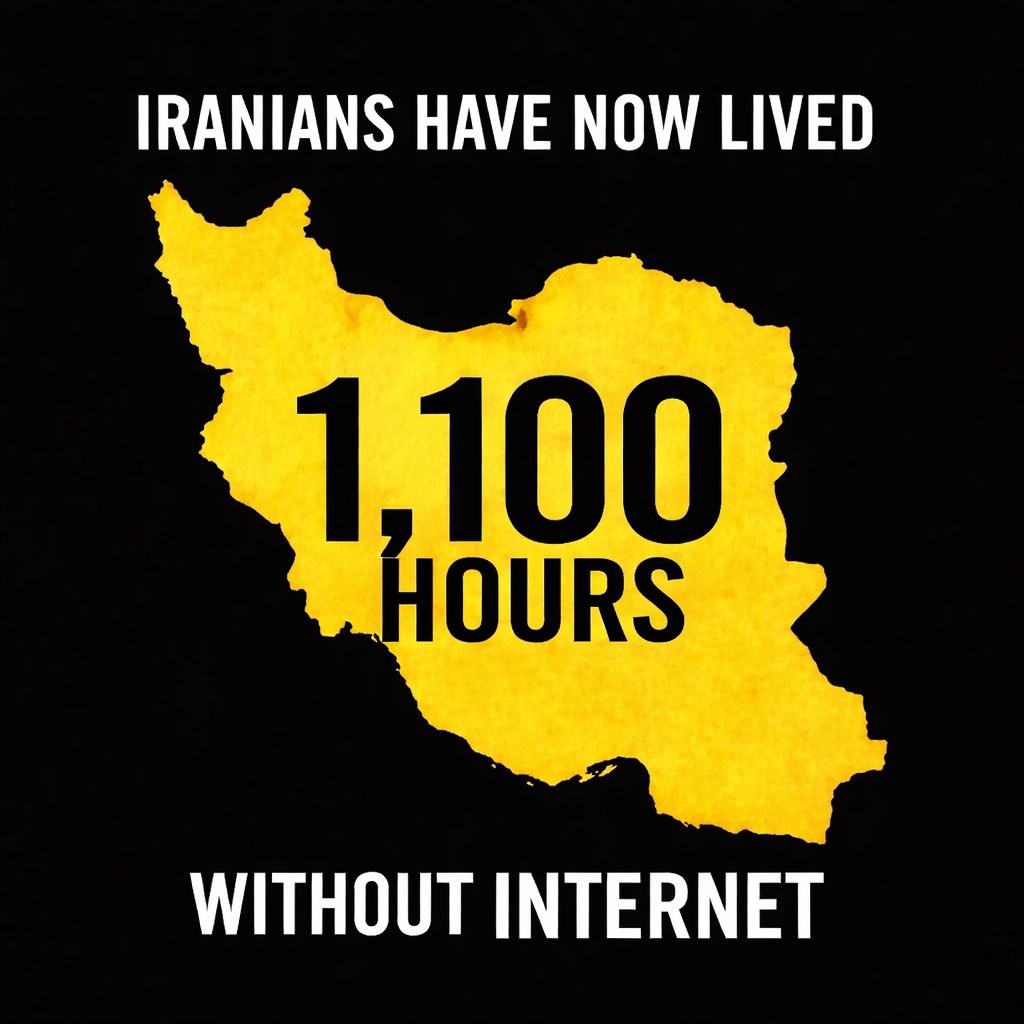 ardalanmousavi's tweet photo. ۹۰ میلیون ایرانی، ۱۱۰۰ ساعته که اینترنت ندارن
Iranians have now lived 1,100 hours without Internet.
#DigitalBlackOutIran https://t.co/uIR4J4qroz
