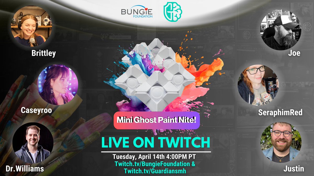 GuardiansMH's tweet photo. WE ARE LIVE!!!

Come join us for a very special painting nite with our friends @BungieLove &amp; more!

https://t.co/AFpgwC5Jb2 &amp; https://t.co/yzJWQgOgA0 https://t.co/Q5V5gafjJ7