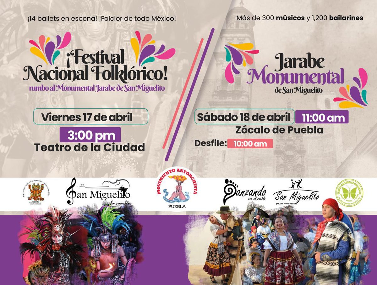 🎶 El arte del pueblo se hace presente.
Este 17 de abril, el Movimiento Antorchista realiza el Festival Nacional Folklórico rumbo al Jarabe Monumental en San Miguelito.
#FestivalNacionalDeFolklor #AntorchaEsArte