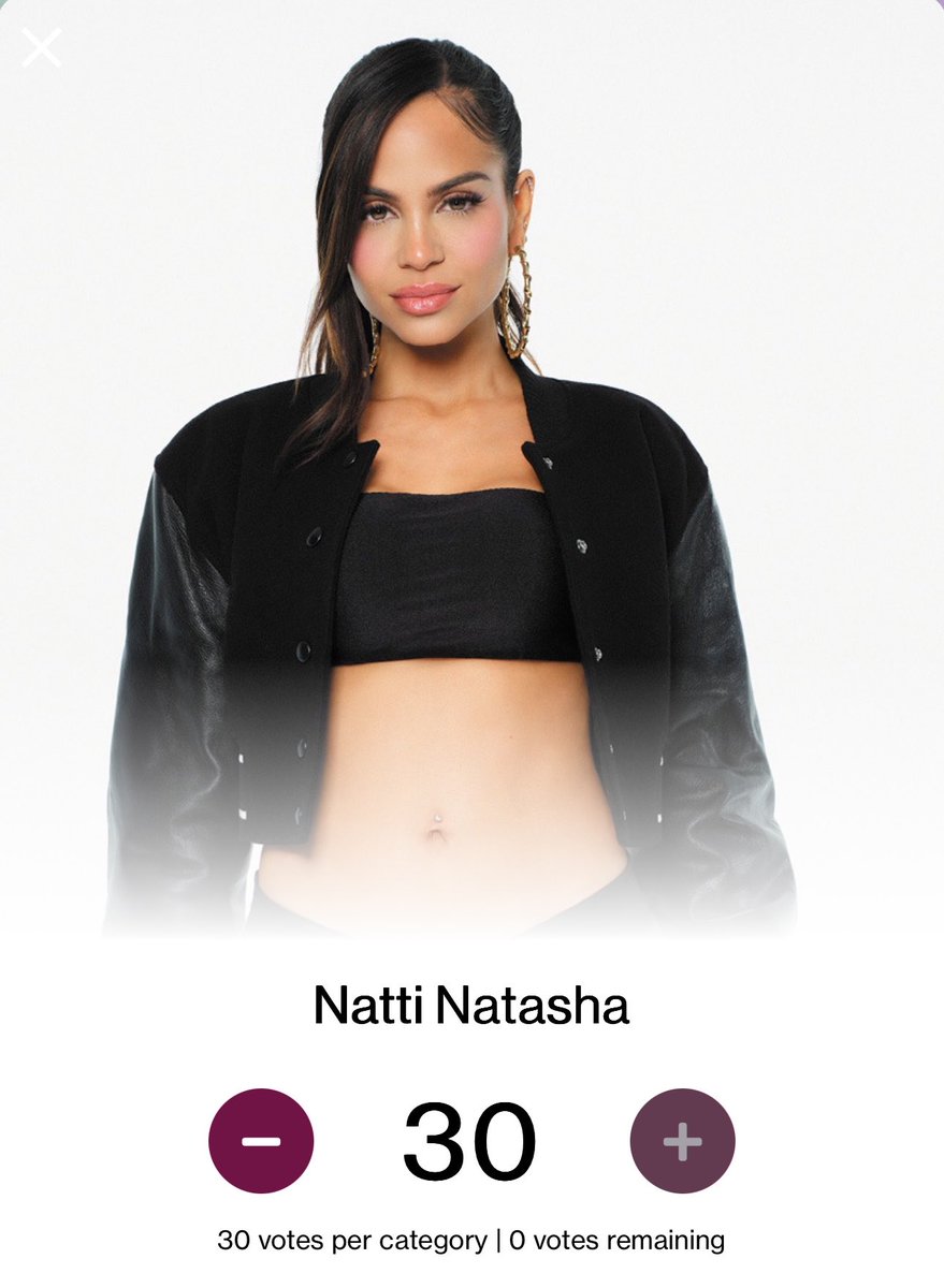 TEAMNATTI ACTIVOS! Vayan al link abajo y vota por <a href="/NattiNatasha/">NATTI NATASHA</a> en los <a href="/AMAs/">American Music Awards</a>, en la categoría “Best Female Latin Artist”. 

— Puedes dar sus 30 votos por cada cuenta de Google o Facebook. 

📌 vote.theamas.com/best-female-la…