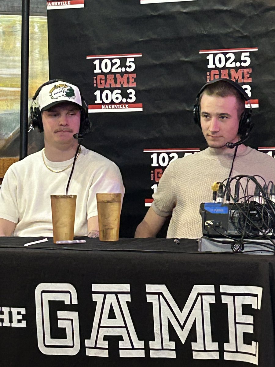 1025TheGame's tweet image. We are live from Brewhouse South for Smashville Live!  Tonight’s #Preds player guests are Joakim Kemell &amp;amp; Fedor Svechkov and hosted by @MaxHerzTalks &amp;amp; @KaraHammer.
