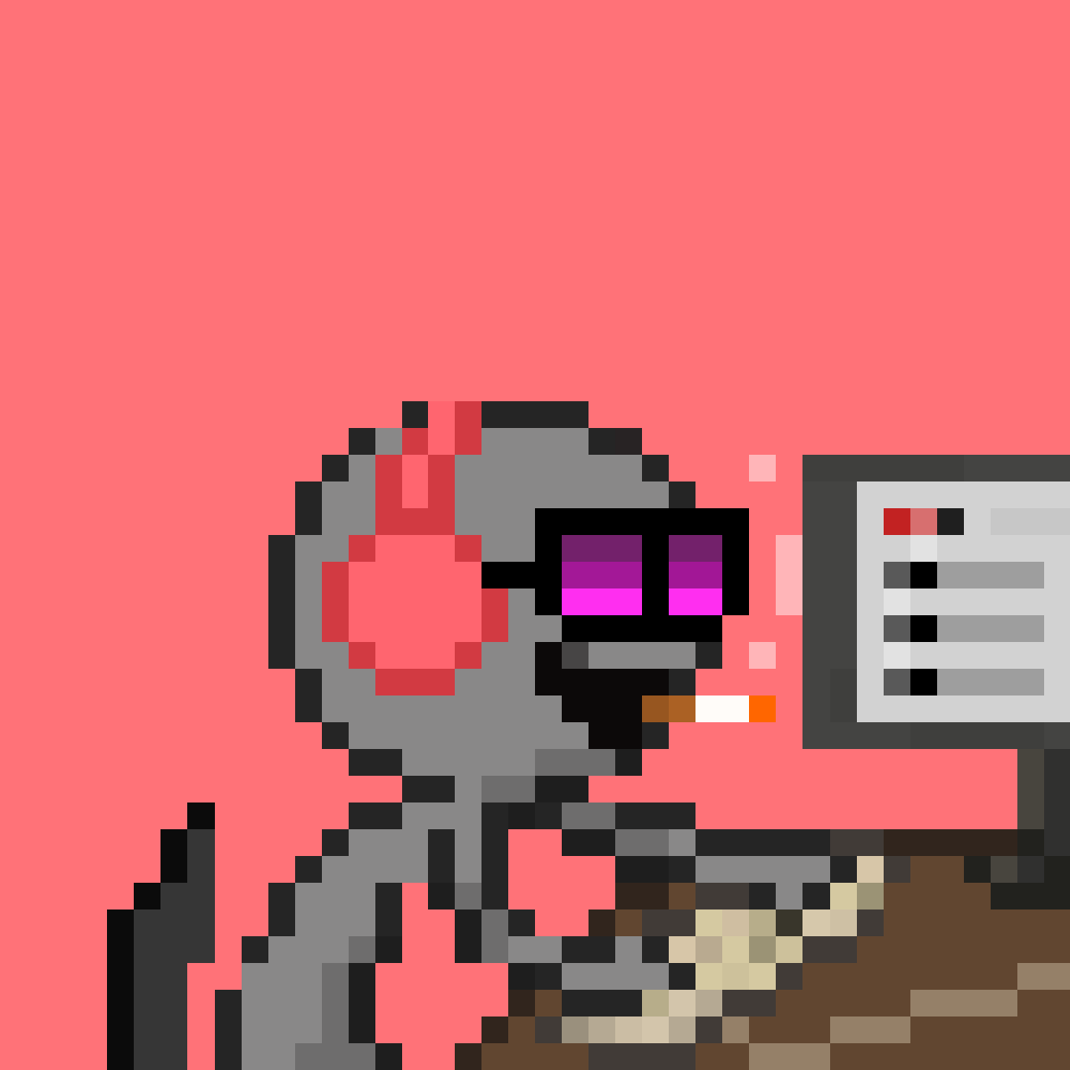 OfficeMfers's tweet image. mfer #3452 🟥
-charcoal 
-purple shades 
-smile 
-smoke  

Original version vs office version 👀