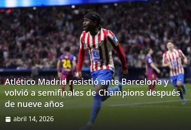 ondaderadio's tweet photo. Atlético Madrid resistió ante Barcelona y volvió a semifinales de Champions después de nueve años https://t.co/88GfRBcew0 https://t.co/lLv5CXsncV