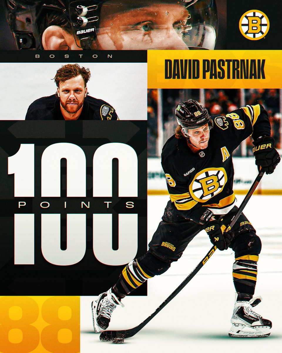 PASTA'S BEEN COOKING ALL SEASON LONG!!! 🍝 

David Pastrnak has reached 100 points for the fourth consecutive season!