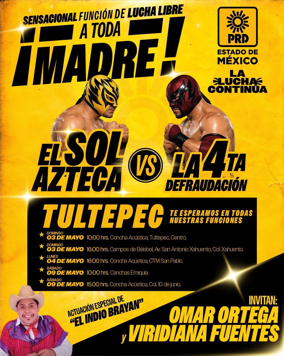 OOA_Oficial's tweet image. 💥 ¡La lucha continúa… y ahora se vive en el ring! 💥

¡Ven con tu familia y disfruta de momentos llenos de emoción y energía, en las funciones de #LuchaLibre! 🥊

🎭 Con la participación especial de “El Indio Brayan”. ¡No te lo pierdas!

#OOA
#PRDEstadoDeMéxico
