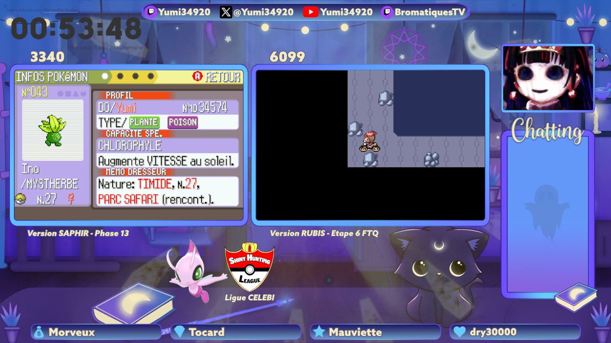 [🌟483] MYSTHERBE SHINY 🌱
3340 rencontres après mon Doduo chromatique, toujours au Parc Safari et sur ma version Saphir.
J'attends avec impatience que Girafarig brille à nouveau 🤞🏻
Pour voir la vidéo de capture, c'est là :
⤵️⏯️⤵️
youtu.be/QHje9hy1JRo?is…