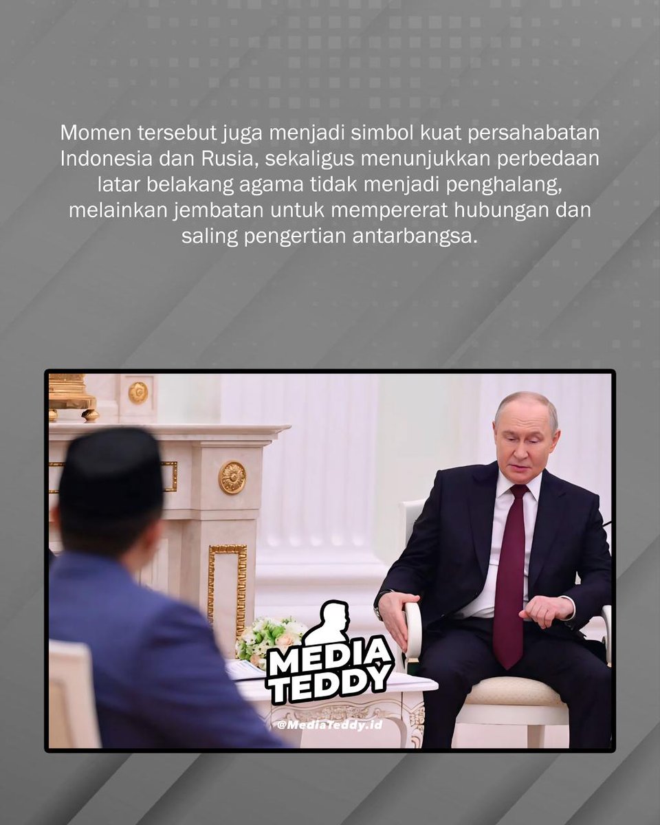 Seskab Teddy menegaskan bahwa pertemuan Presiden Prabowo dengan Presiden Rusia Putin di Istana Kremlin, Moskow, mencerminkan nilai saling menghormati dan toleransi.