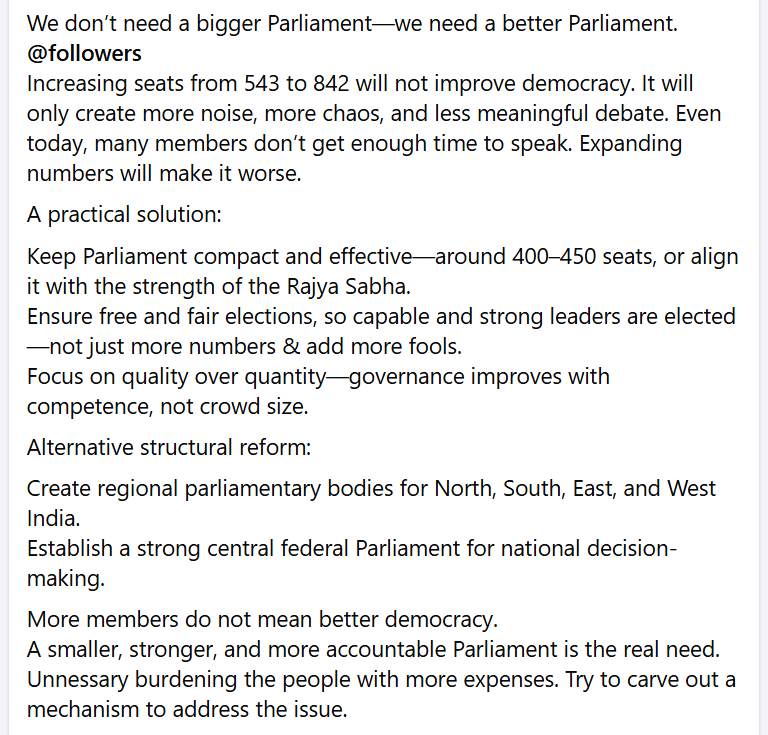 RafiOACX's tweet photo. Read & Think about it. What do you say? Suggest. #Delimitation #Parliament #LokSabha #RajayaSabha #Kejriwal #KejriwalCase #DelhiExcisePolicyCase #ExcisePolicyCase #KejriwalInCourt #CSKvsKKR https://t.co/Yxs7oCHR1I