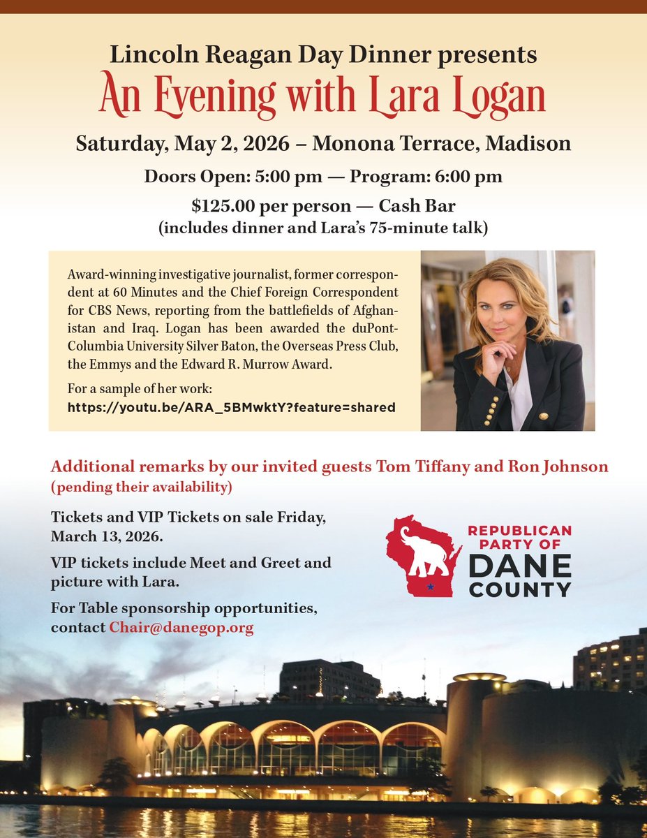 WI2CD's tweet photo. Dane County Lincoln Day Dinner, Saturday May 2. https://t.co/o7Wl2wQK6T