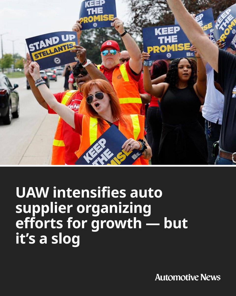 Automotive_News's tweet image. The UAW is pushing harder to organize automotive suppliers in a bid to shore up membership as auto companies seek to cut more labor from car manufacturing.

#UAW #automotive #autoindustry #UnitedAutoWorkers