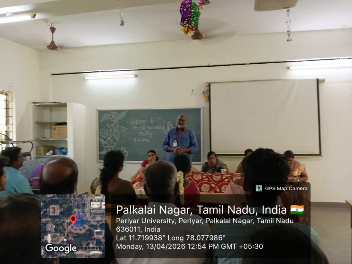 PeriyarVarsity's tweet image. Biochemistry Dept., Periyar University, held a PTM (13.04.2026) focusing on academic progress, career guidance &amp;amp; parent–faculty interaction.

#PeriyarUniversity #Biochemistry #PTM #StudentDevelopment