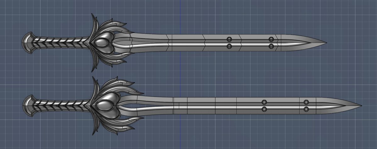 MKhloeULTRA's tweet image. Redesigning my She-Ra sword to accommodate a lightsaber core.

Also, making the blade longer, and the guard roughly 20% bigger.

#cosplay #3DModels