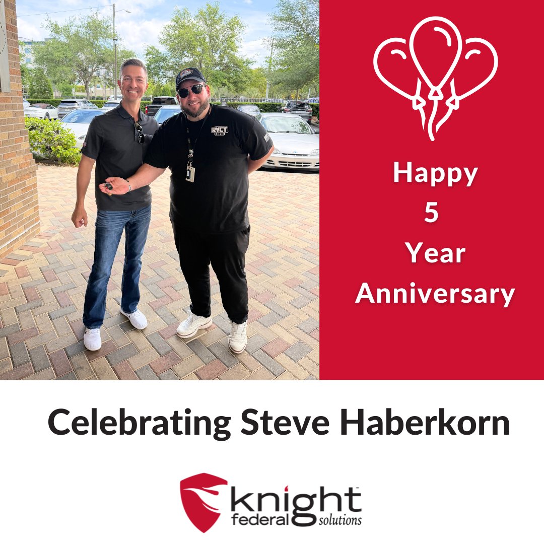 KnightFederal's tweet photo. Today, we’re proud to celebrate Steven Haberkorn and his 5-year anniversary with Knight Federal Solutions.

Over the past five years, Steve has been a valued part of the Knight Federal team, bringing dedication, professionalism, and a strong commitment to the mission each step of the way. Milestones like this reflect not only years of service, but also the impact made through hard work, teamwork, and consistency.

Thank you, Steve, for your contributions to Knight Federal Solutions and for all you do to support our team and our mission. Congratulations on this 5-year milestone, and we look forward to what’s ahead.

#KnightFederalSolutions #WorkAnniversary #EmployeeMilestone #TeamKnight