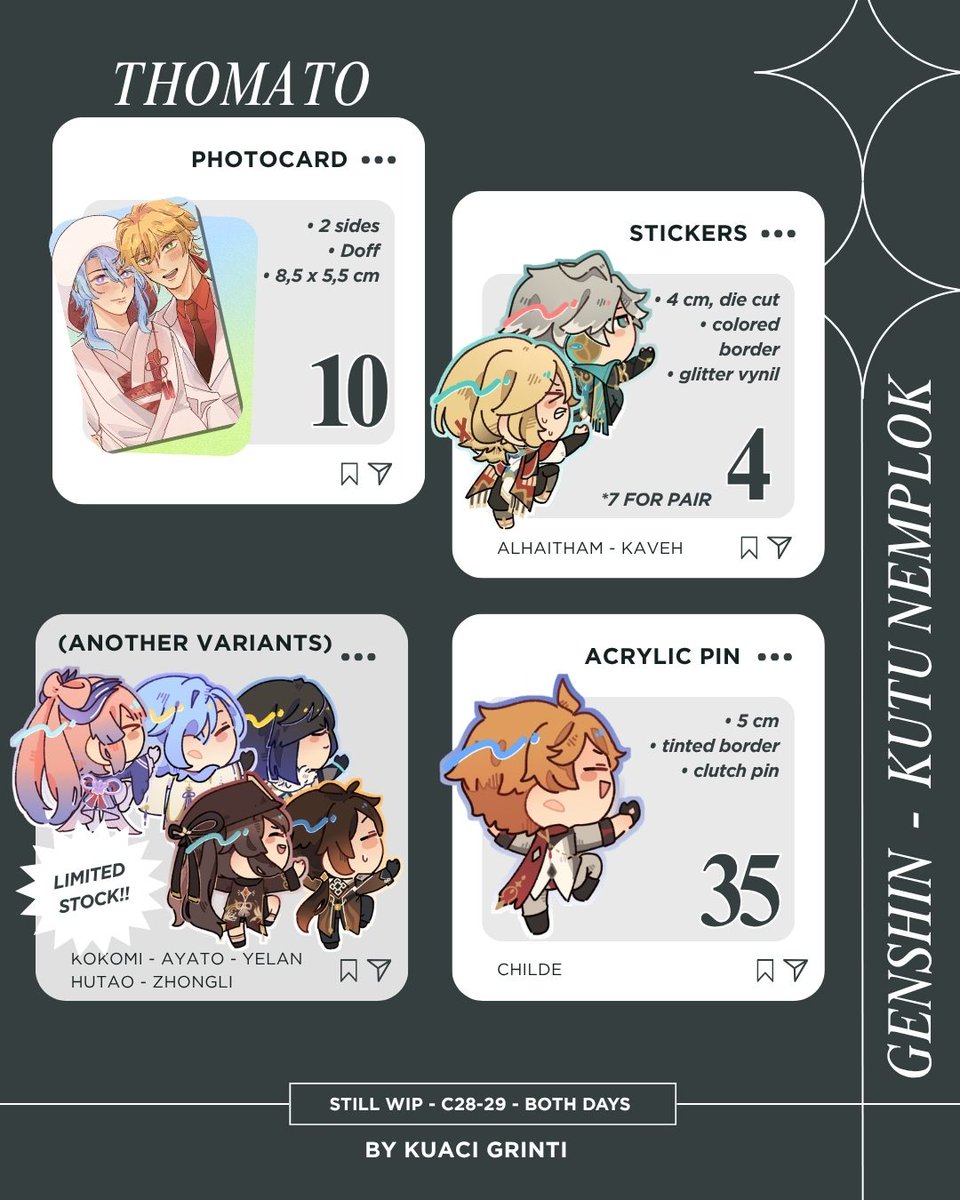 achee310's tweet photo. My comipara 6 catalogue (yes, h-3 TwT)
💙+🔁 is very appreciated!!

OTS only +booking by dm!
Circle: StillWIP (C28-29), both days
Fandom: genshin impact + thomato, mizisua (alien stage), galactict (original character), hypnosis mic

#comipara6catalogue #comipara6 #comicparadise6 https://t.co/QRCiG9rKrx