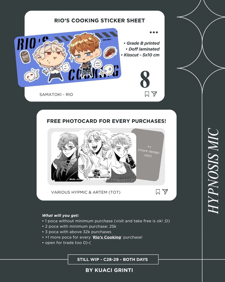 achee310's tweet photo. My comipara 6 catalogue (yes, h-3 TwT)
💙+🔁 is very appreciated!!

OTS only +booking by dm!
Circle: StillWIP (C28-29), both days
Fandom: genshin impact + thomato, mizisua (alien stage), galactict (original character), hypnosis mic

#comipara6catalogue #comipara6 #comicparadise6 https://t.co/QRCiG9rKrx