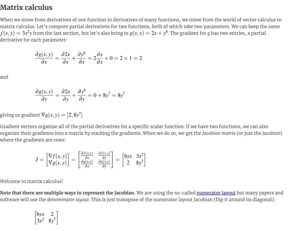 gp_pulipaka's tweet image. Practical Guide to Matrix Calculus Learning! #BigData #Analytics #DataScience #AI #MachineLearning #IoT #IIoT #Python #RStats #TensorFlow #Java #JavaScript #ReactJS #CloudComputing #Serverless #DataScientist #Linux #Mathematics #Programming #Coding #100DaysofCode