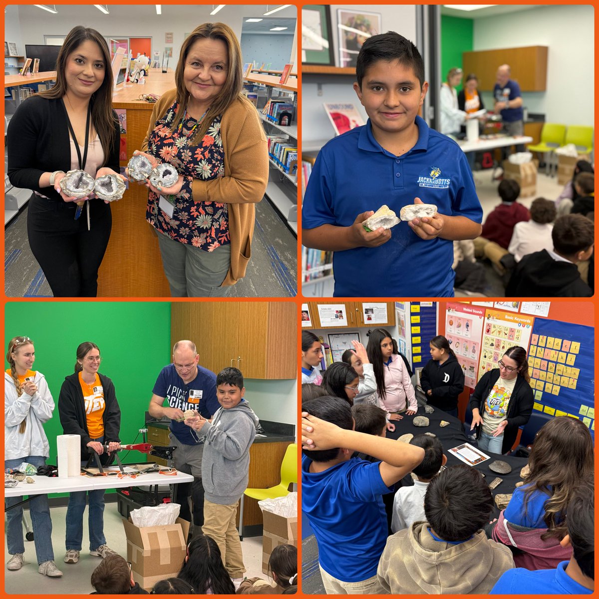 RSeelig_BNES's tweet photo. UTEP’s Geology Department treated our students to an unforgettable morning. They explored minerals, cracked open geodes, &amp; learned what a career in geology can look like. We may have some future geologists in the making!  @LOHara_CBNE @MRod_CBNE  @BNarbuth_ES @Sparks_Interest https://t.co/DOdzIg0t9z