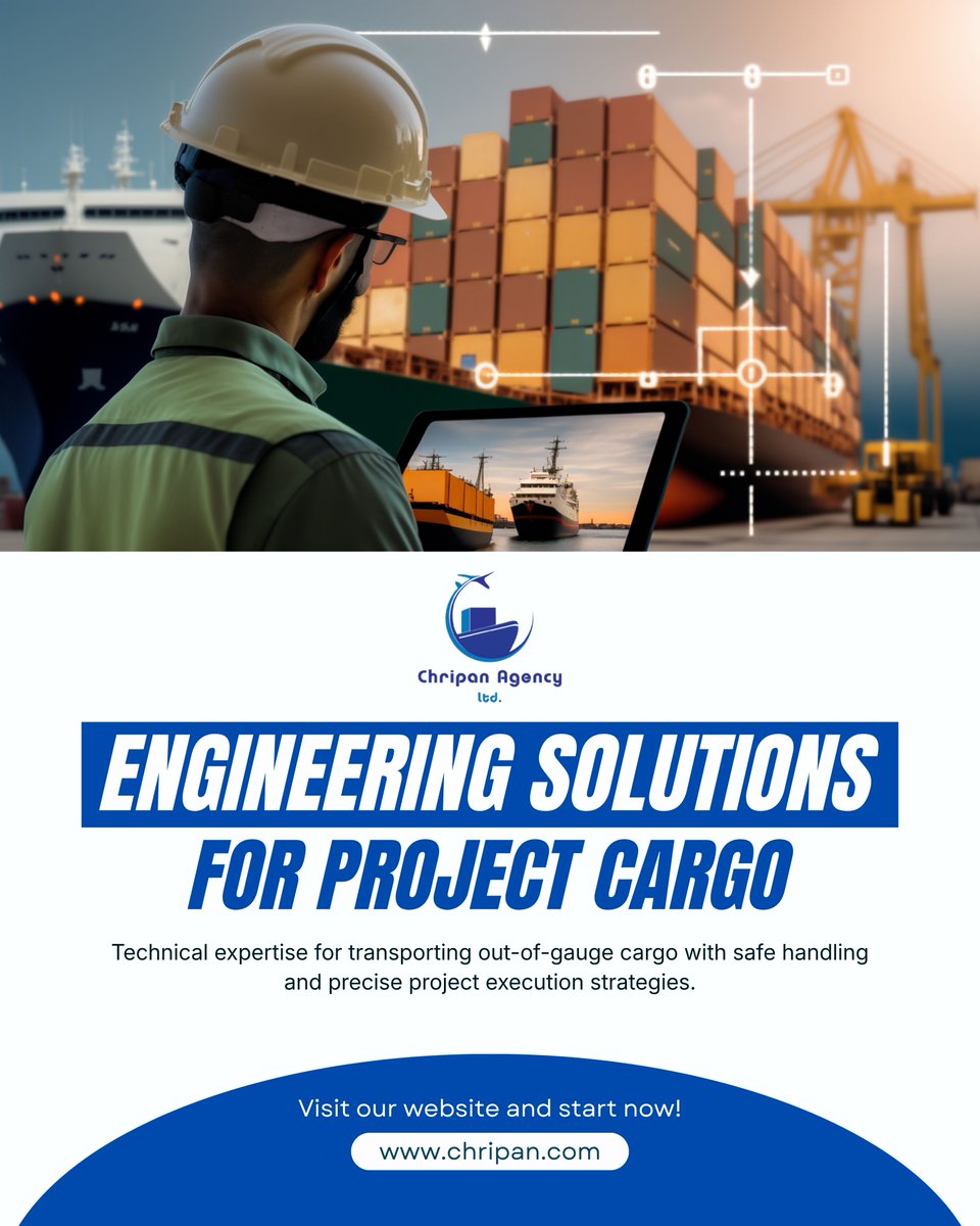 ChripanAgency's tweet photo. Engineering Solutions for Project Cargo
We move out-of-gauge and complex cargo with engineered planning, safety-focused execution, and technical precision.
Learn more: https://t.co/c9Y3GKVBQB
#ChripanLogistics #ProjectEngineering #ProjectLogistics #HeavyTransport https://t.co/VwWjplQP8q