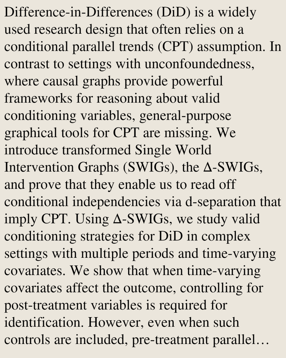 eBlogs's tweet photo. Causal Graphs for Conditional Parallel Trends

Michael C. Knaus, Henri Pfleiderer
https://t.co/pvBTWwbkuB [𝚎𝚌𝚘𝚗.𝙴𝙼] https://t.co/kZigi4r9y5
