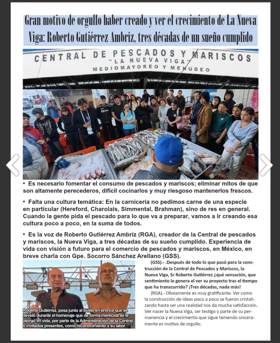 Vientoyveneno's tweet photo. Agradecemos en lo que vale a #NOTIPESCA la publicación de la entrevista de nuestra pluma:
A 33 años de vida de la #CentralDePescadosYMariscos, #NuevaViga, entrevista a su creador Sr. Roberto Gutiérrez.
Interiores pág: 32 y 33.
Vigencia: Abril 26.
Integramos capturas y enlace. https://t.co/aEniRhHNI6