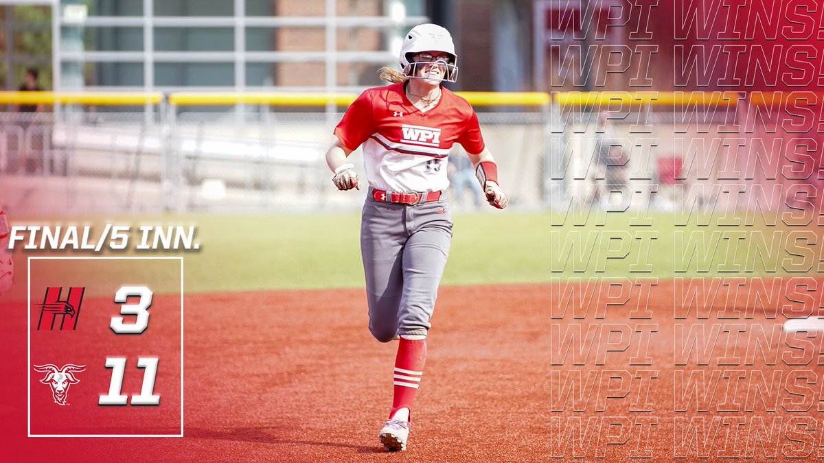 WPIAthletics's tweet image. WPI SWEEPS!
WPI SWEEPS!
WPI SWEEPS!

What a day at home for @WPISoftball as the Crimson and Gray stack on two more wins with a walk-off in game two over Hartford 🥶

Box score now, recap soon ⬇️
📊-tinyurl.com/2zd9xsjm
📊-tinyurl.com/ms5hty43

🥎x🐐
#GoatNation #d3sb
