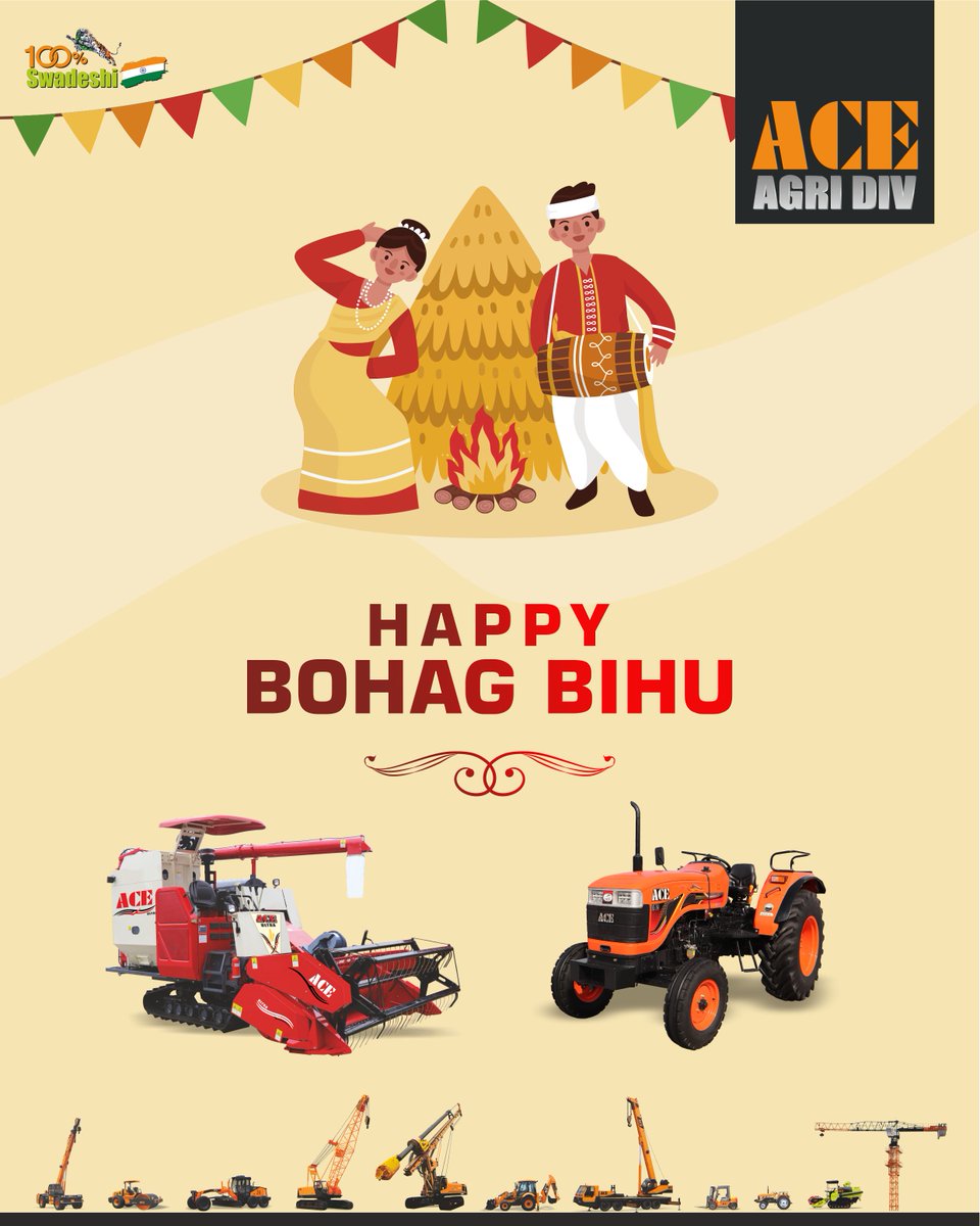 ACETractorIndia's tweet photo. खेतों की रौनक और बिहू की मिठास, आपके जीवन में लाए खुशियों की नई आस। बोहाग बिहू की ढेर सारी शुभकामनाएँ!
#ACE #AceTractors #AceHarvester #HappyBihu #Bihu #Tractor #Harvester #Combine #HarvestJoy #Farming #FestivalWishes #TechInFarming https://t.co/xI8oSsHl6R