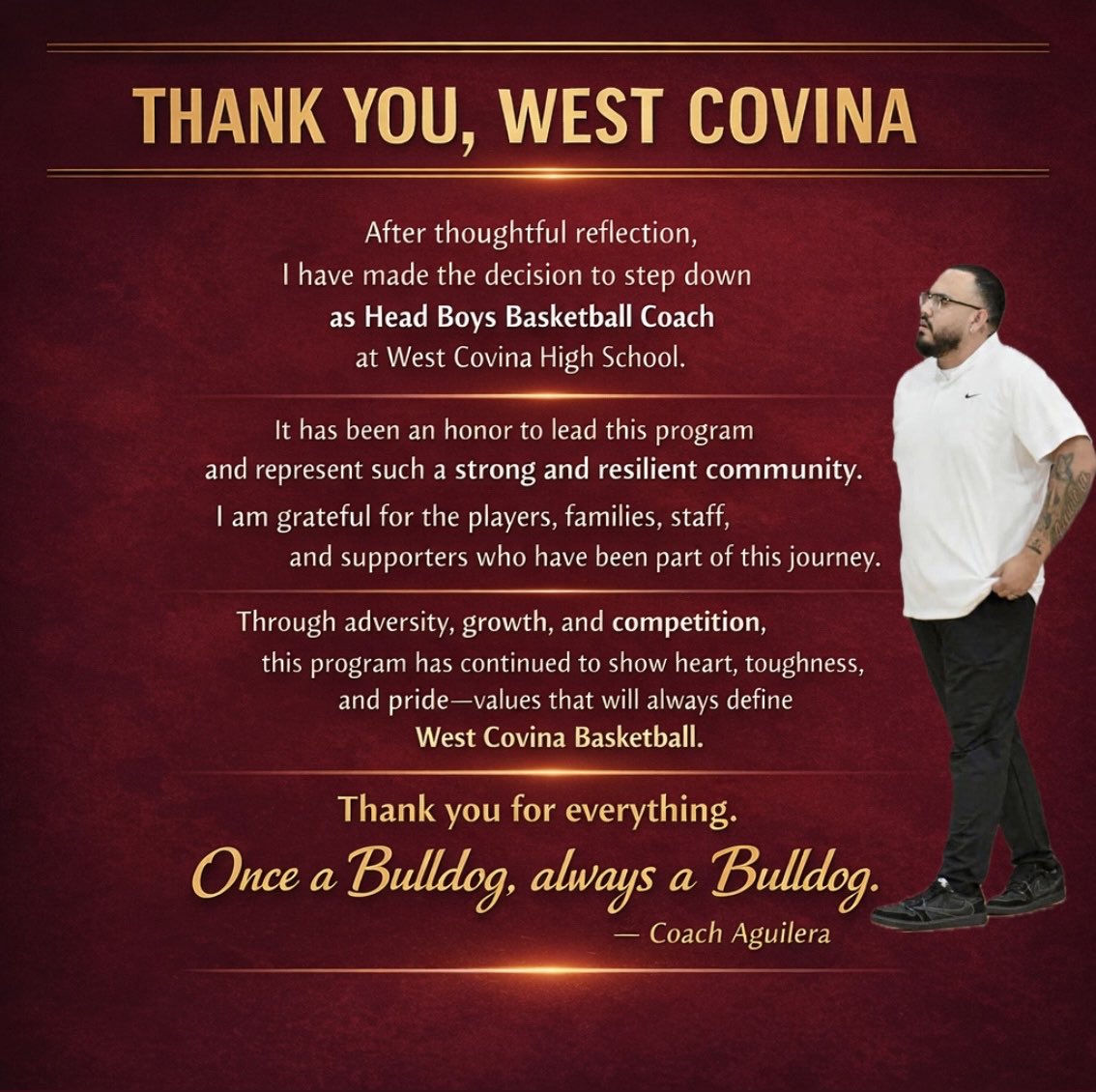 Coach_steez's tweet image. Appreciate the journey, the people, &amp;amp; the memories. Thank you West Co 🐶🏀
#bulldogbasketball #wc #westcovina @James_Escarcega @SGVNSports