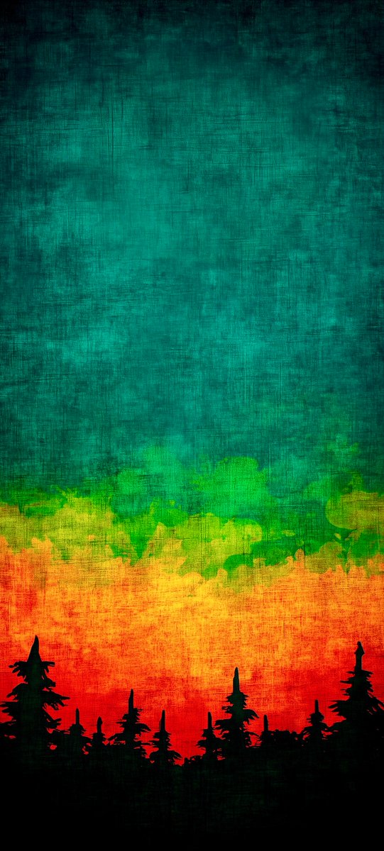Papers_app's tweet image. Painted horizons &amp;amp; pine silhouettes.🌲🎨 #DigitalArt #wallpaper