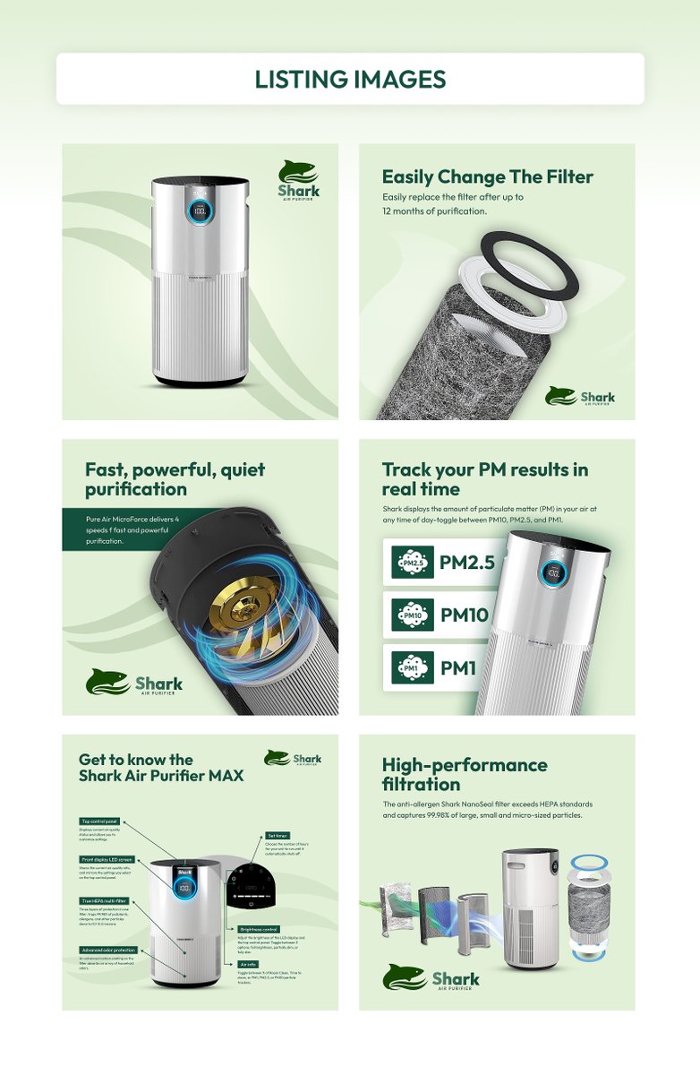 BipulIslam07's tweet image. Bad listing = No sales ❌
Good design = More conversions ✅
Just designed an Amazon listing for a Shark Air Purifier 
Focused on clean visuals + strong hierarchy + conversion strategy

What do you think? 👇
#AmazonListing #EcommerceDesign #GraphicDesign #AmazonFBA #ProductDesign