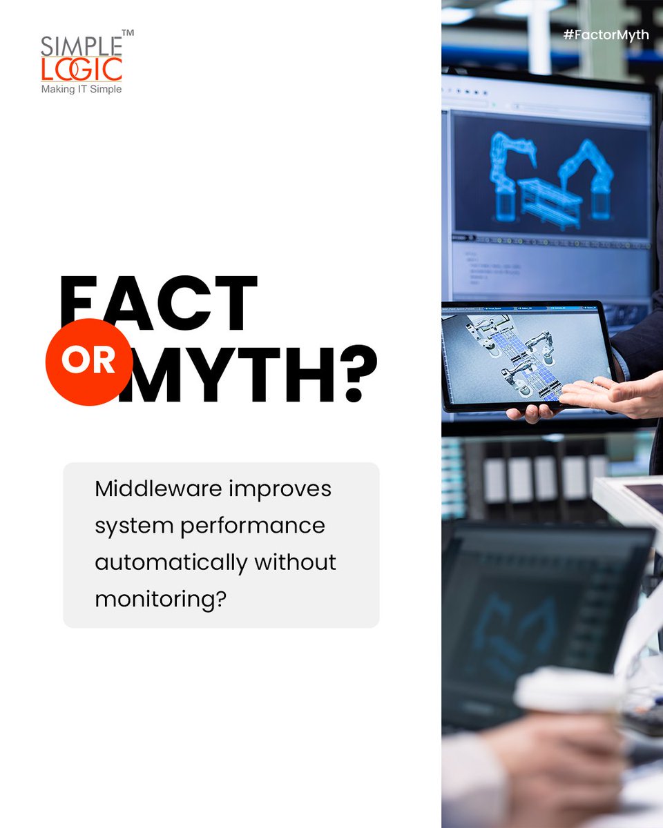 SimpleLogic_IT's tweet image. #FactorMyth
Middleware improves system performance automatically without monitoring? 🤔

Comments your answer below!

#TechMythBusted #Middleware #MiddlewareServices #Performance #Monitoring #MakeITSimple #SimpleLogicIT #SimpleLogic #MakingITSimple #ITServices #ITConsulting