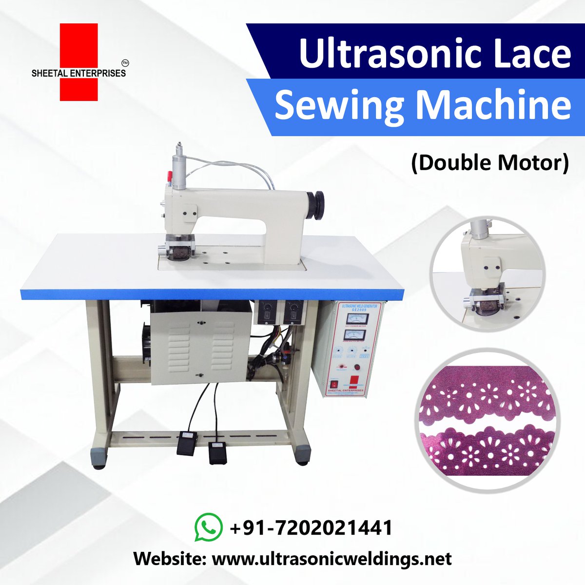 Ultrasonic21441's tweet image. Precision meets style ✂️✨

Ultrasonic Lace Sewing Machine (Double Motor)
✔ Clean cutting &amp;amp; sealing
✔ No thread, no needle
✔ Perfect for lace &amp;amp; fabrics

📞 +91 72020 21441
🌐 ultrasonicweldings.net

#Ultrasonic #TextileTech #LaceCutting #Manufacturing #SheetalEnterprises