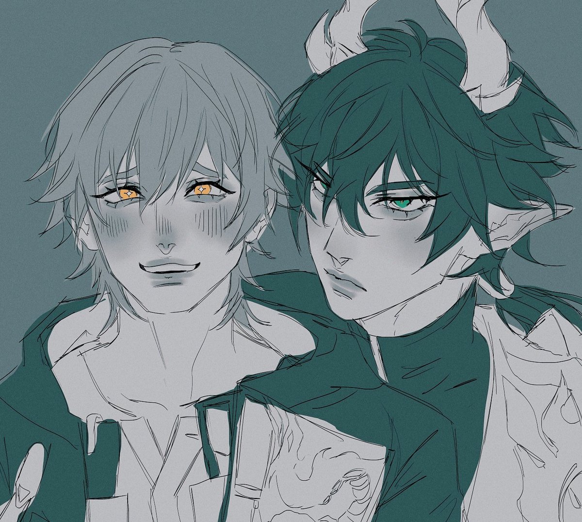 the_pumpkincake's tweet image. what Amphoreus does to a mf 🗿
when both of them end up being a little too obsessed with eo 🐉💫
#丹穹 #dancae