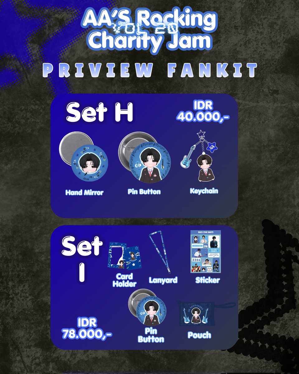 AAshirakorn_INA's tweet photo. 🎸💙 AA’s Rocking Charity Jam Vol. 20 💙🎸

There's the fankit details of #AACharityJam . Ayoo beli fankit super gemas dan jadi bagian dari project mulia ini 🤍

Details&amp;PO: https://t.co/5OtKYIqc9u

#AAashirakorn #AAashirakorn_INA #AA20thStreetRockArea https://t.co/IoiZPpjqn1