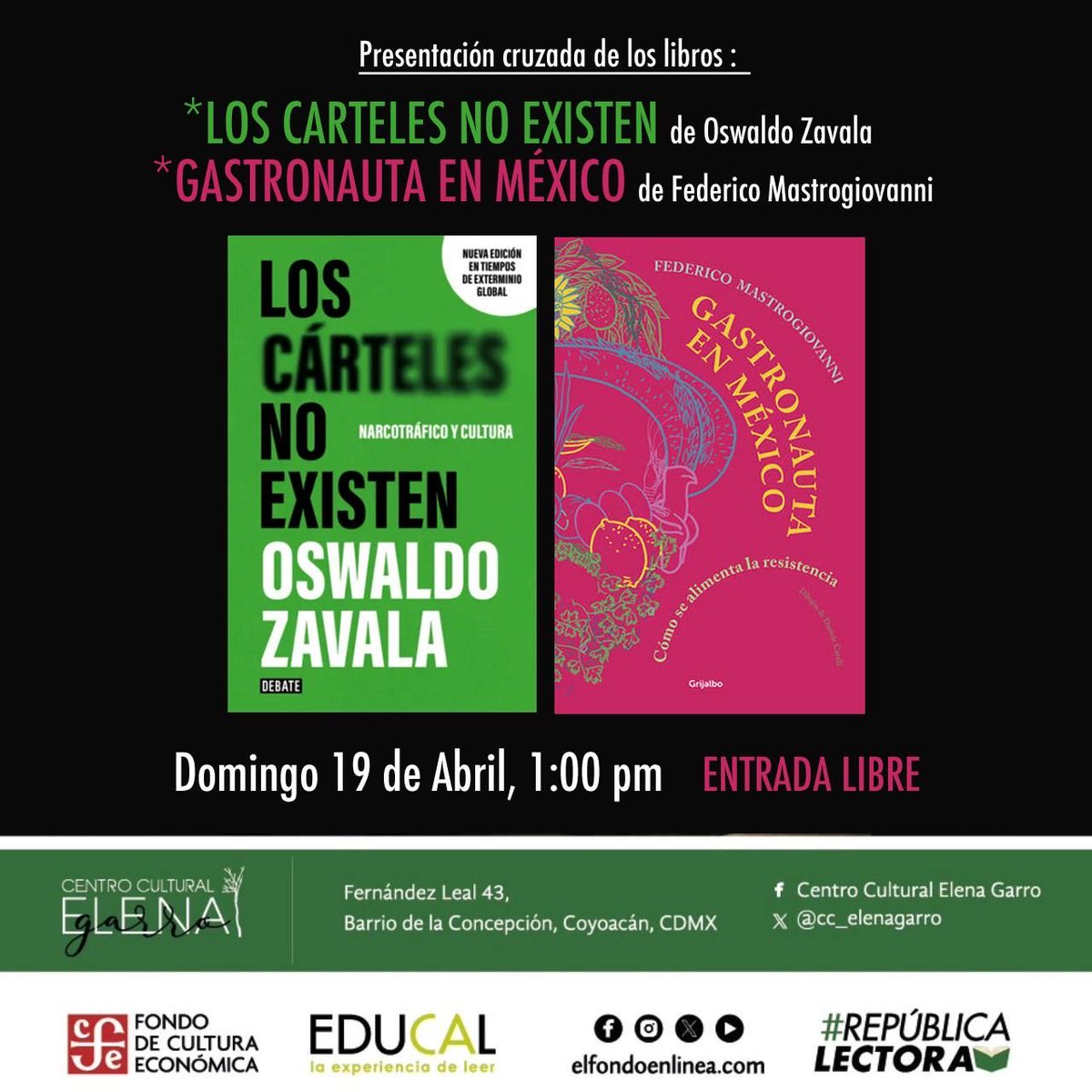 Fedemast's tweet photo. Estoy muy feliz porque llega a México mi hermano @oswaldo__zavala y presentaremos nuestros libros juntos en un mano a mano en el Centro Cultural Elena Garro
 
Este domingo 19 a las 13:00 
@FCEMexico https://t.co/sSxTL7mw88