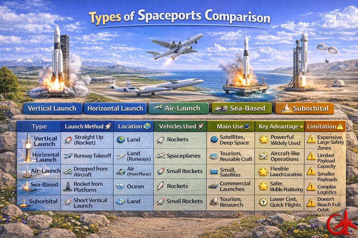 🚀 Spaceports

Where Earth meets space 🌍🚀
From vertical launches to sea-based platforms, spaceports are gateways to orbit and beyond.
#Spaceports #Space #Rockets #Aerospace #NASA #SpaceX #Engineering #Innovation #Future