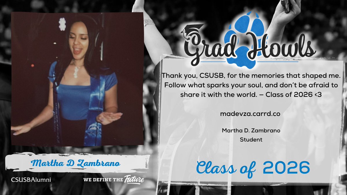 CSUSBAlumni's tweet image. Big cheers for our graduating Coyotes 🎓💙 Help us celebrate this exciting milestone in the comments 🐾

#CSUSBAlumni #GradHowls #CSUSB