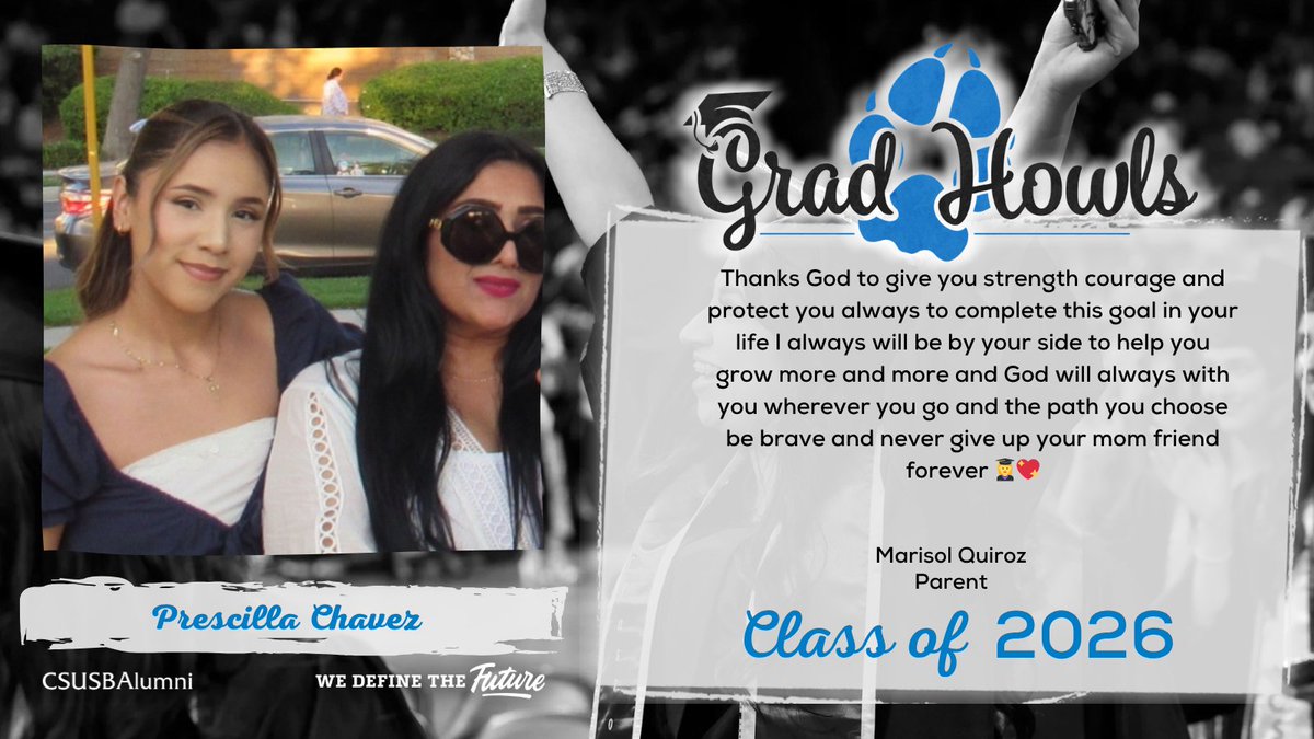 CSUSBAlumni's tweet image. Big cheers for our graduating Coyotes 🎓💙 Help us celebrate this exciting milestone in the comments 🐾

#CSUSBAlumni #GradHowls #CSUSB