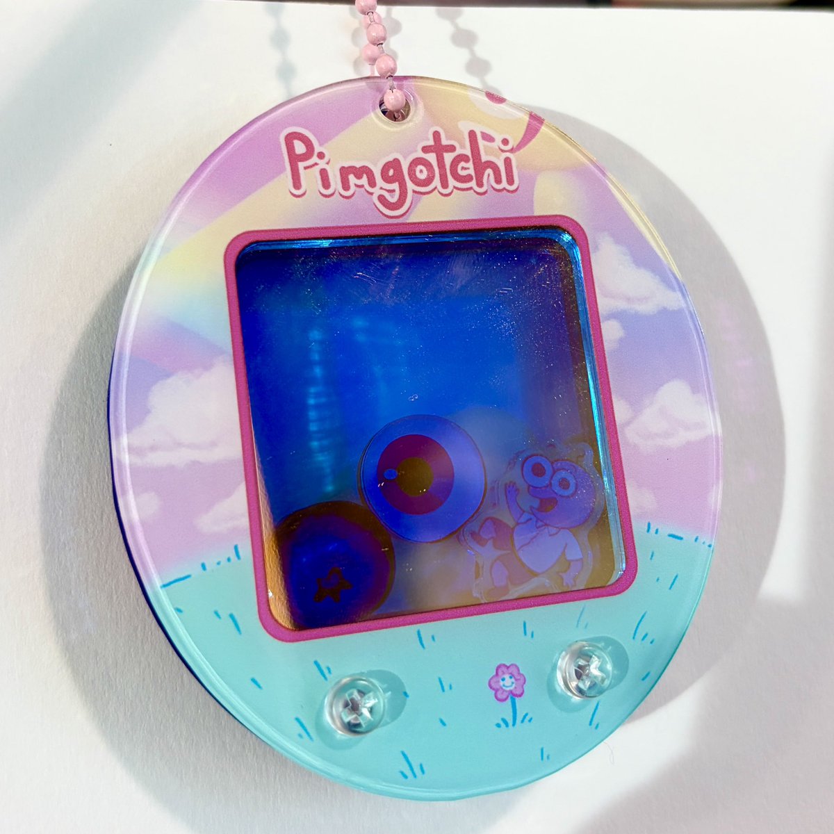 fiaphobe's tweet image. smiling friends tamagotchi keychains i designed