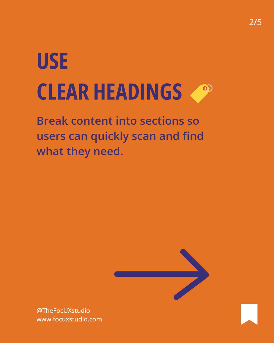 TheFocuxStudio's tweet image. 📖 Tuesday Tip:
If users can’t read it, they won’t use it.
Clear structure, simple language, and good spacing make content easier to scan and understand.
Readable design = usable design.

#TuesdayTips #UXDesign #UserExperience #ContentDesign #FocUXStudio