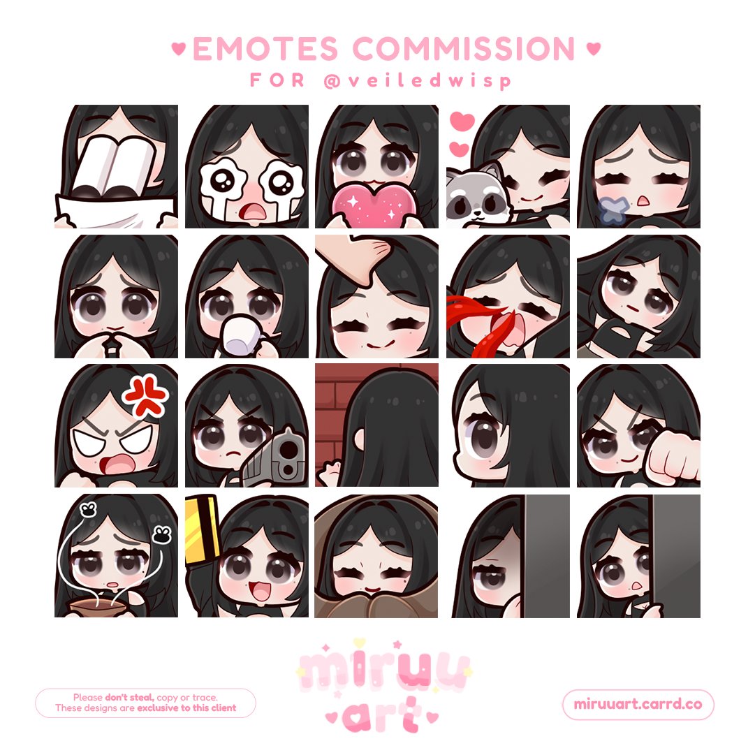 MiruuArt's tweet image. 20 emotes set commission for veiledwisp 🩷🌷
#commission #emotes #twitch #discord
