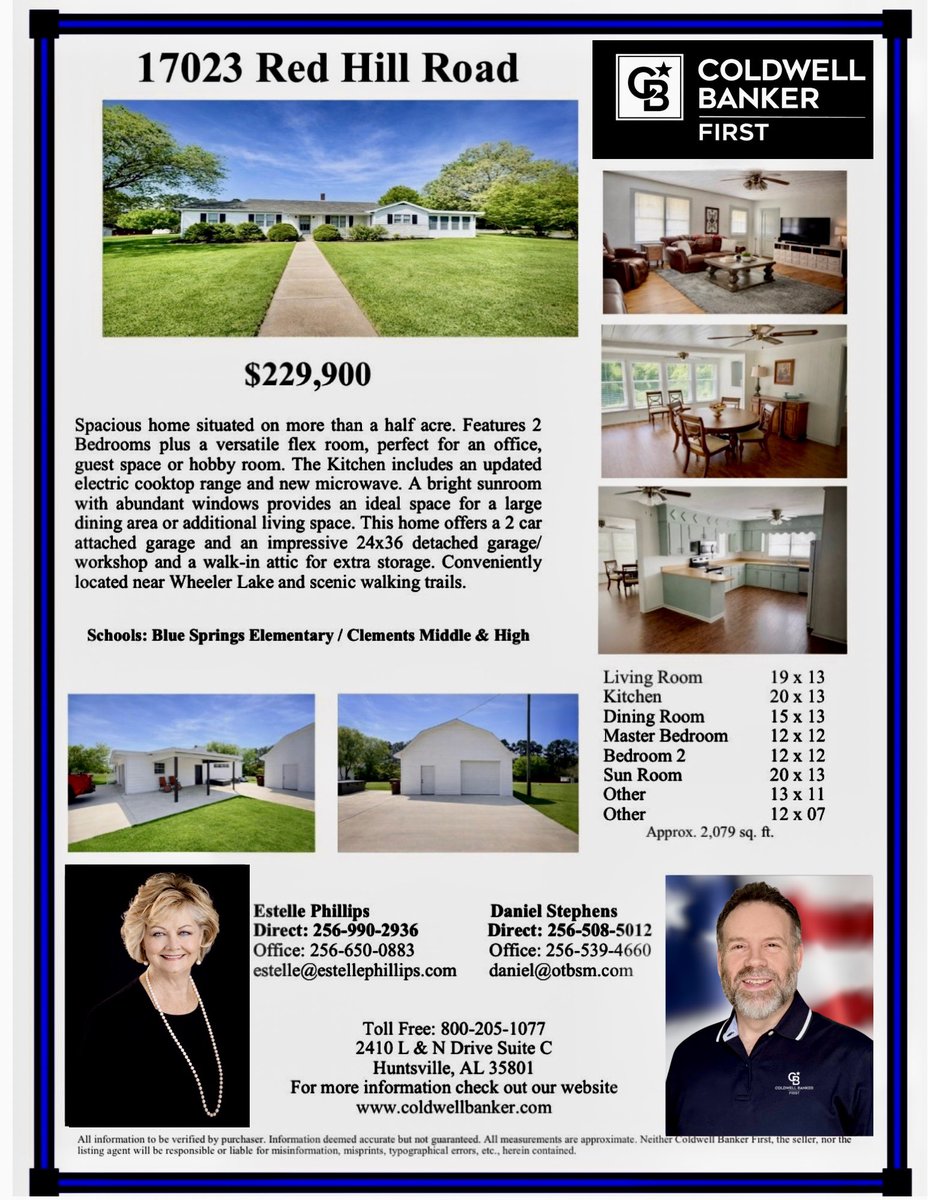 Just listed! 17023 Red Hill Rd., Athens, AL 35611

🔗 View full listing:
ksvc.paragon.ice.com/s/goto/Ixp7hBm… 

#coldwellbankerfirst
#coldwellbankerfirsthuntsville