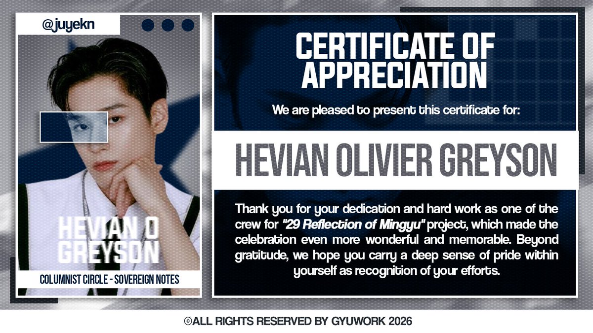 ✦ 𝟮𝟵 𝗥𝗲𝗳𝗹𝗲𝗰𝘁𝗶𝗼𝗻 𝗼𝗳 𝗠𝗶𝗻𝗴𝘆𝘂 makes every moment feel like a flawless spread, where memories are captured like timeless frames. I, Hevian Olivier Greyson from Sovereign Notes, am grateful to be part of this perfect experience. ⭐️