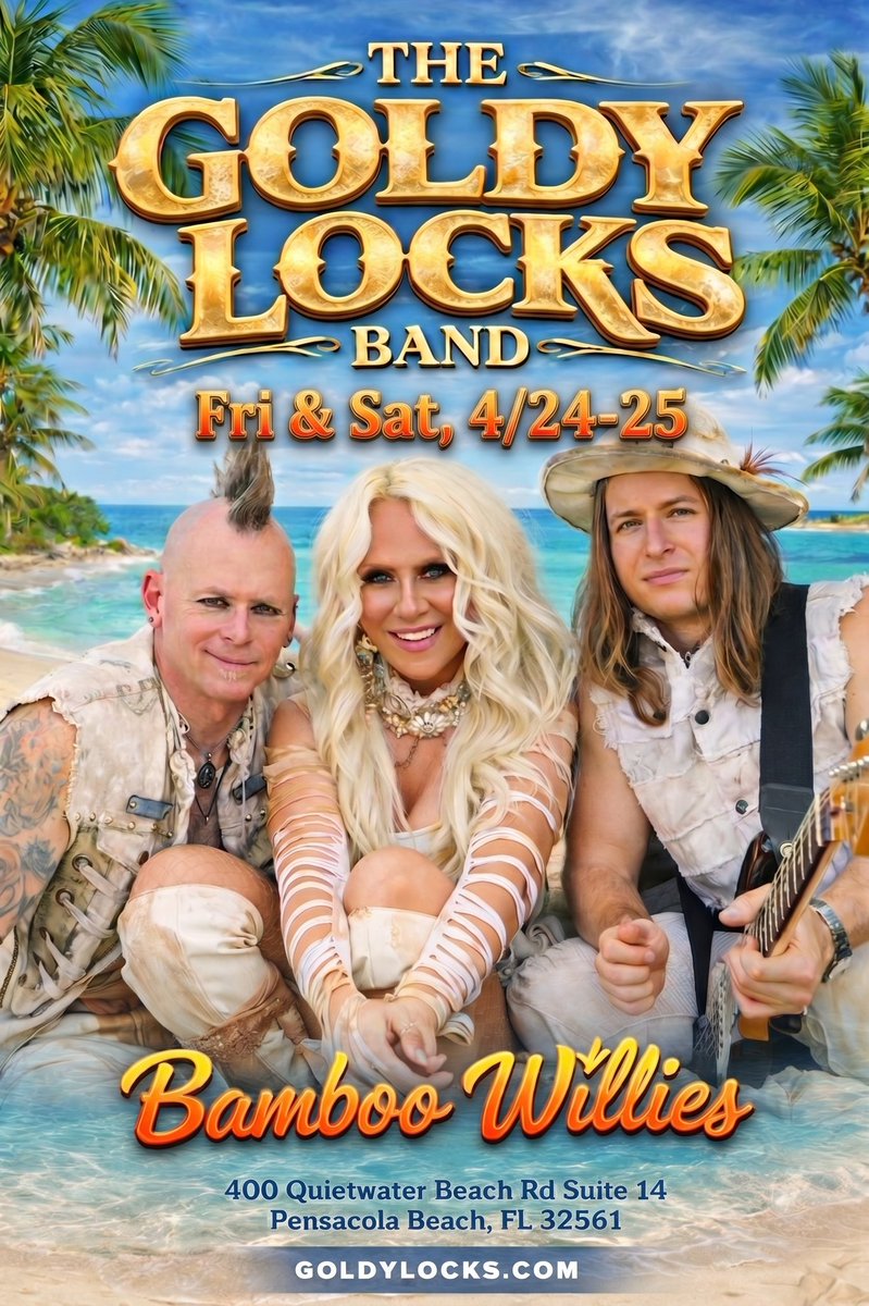 4/24-25 2026 #BambooWillies with The #GoldylockSBand! We can't wait!!!!!! 😍😍😍😍⛱️🐚👙🩴
