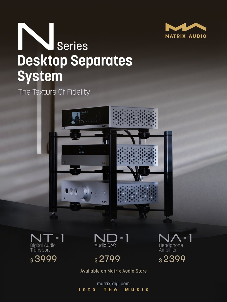 matrix_digi's tweet image. 「Matrix Audio」 
N Series Desktop Separates System 🎵
N-finite joy of listening🎶
Exploring extraordinary sound✨

「Matrix Audio」· Into The Music
#matrixaudio #hifi #newproduct