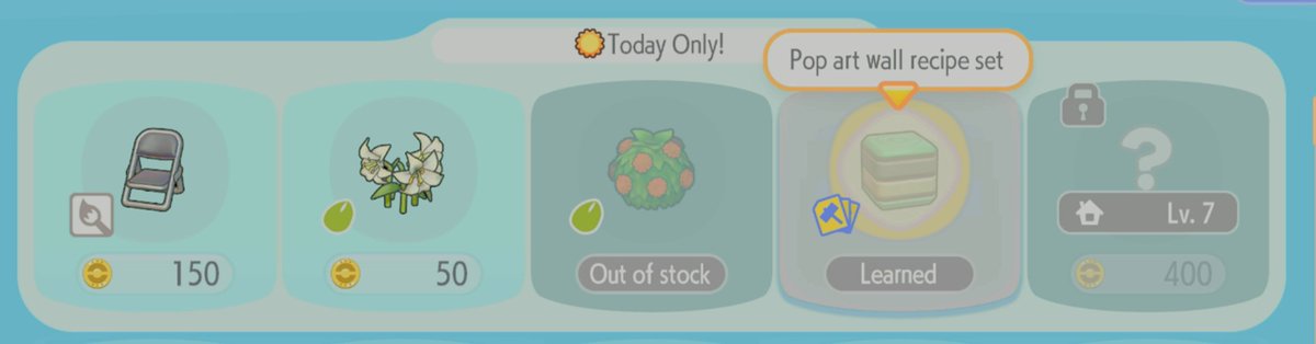 Hystopia's tweet photo. ☁️Cloud island☁️ daily shop recipe:
- Pop art wall

Cloud island address: VT7L58DL
Link code: M04DSR
Resets at 6AM JST 🕕

Feel free to visit and get recipes ✨
There's no proper decorations or builds🙇‍♀️
#pokopia #PokémonPokopia #ぽこポケレシピ配布 https://t.co/Jh5VenNQcr