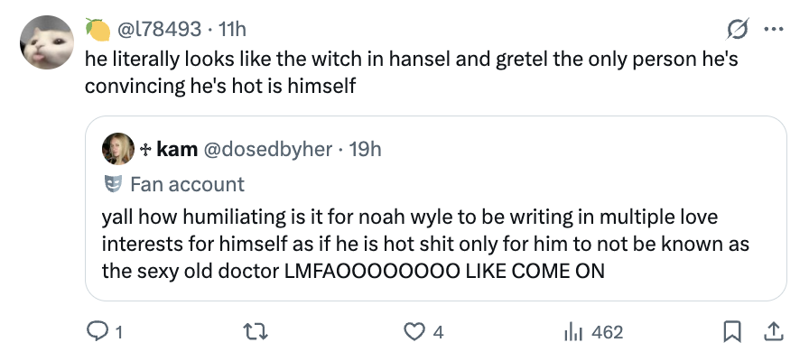 FoxxDoesThings's tweet photo. I desperately need The Pitt fandom, especially those of you who love to posture as The Woke, to consider stopping &amp; THINKING before you say things like, "This Jewish person looks like a child-eating witch."

Let me know if you need the racism in that framing spelled out for you. https://t.co/8XYD3PXRZj
