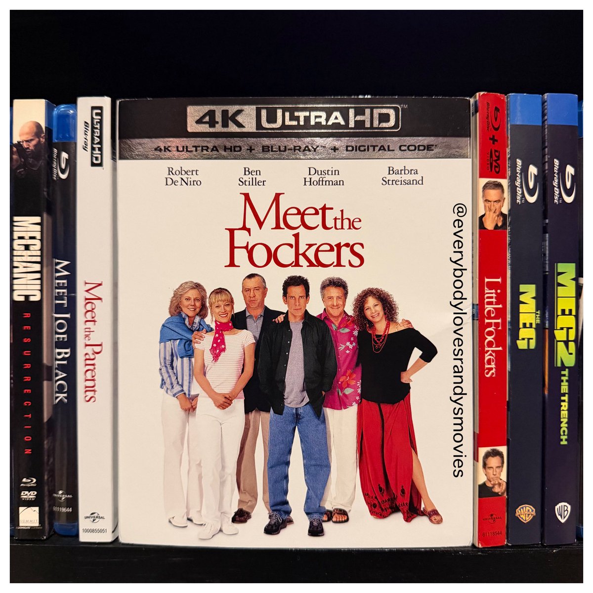 RandysMovies's tweet photo. Movie: #MeetTheFockers (2004)
Starring: #RobertDeNiro #BenStiller #DustinHoffman #BarbraStreisand #BlytheDanner #TeriPolo #TimBlakeNelson #AlannaUbach #RaySantiago #OwenWilson
Directed By: #JayRoach
#FilmTwitter
#4kBluRay
#MovieNerd
#MovieCollector
#4kBluRayCollection
#MovieCollection
#MovieBuff
#Fockers
#PhysicalMedia