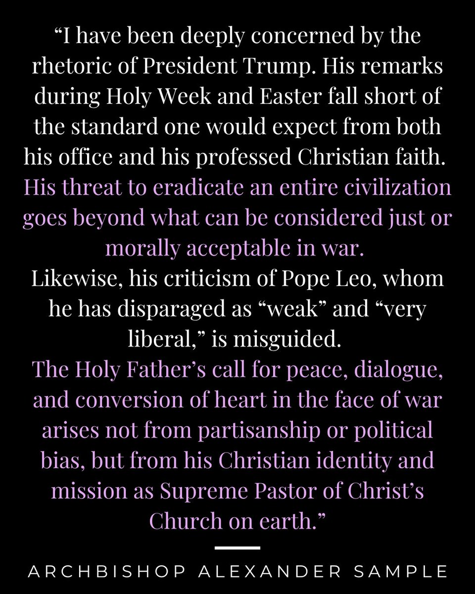 .<a href="/ArchbishpSample/">Archbishop Sample</a> on the President’s unacceptable rhetoric and threat to eradicate a civilization