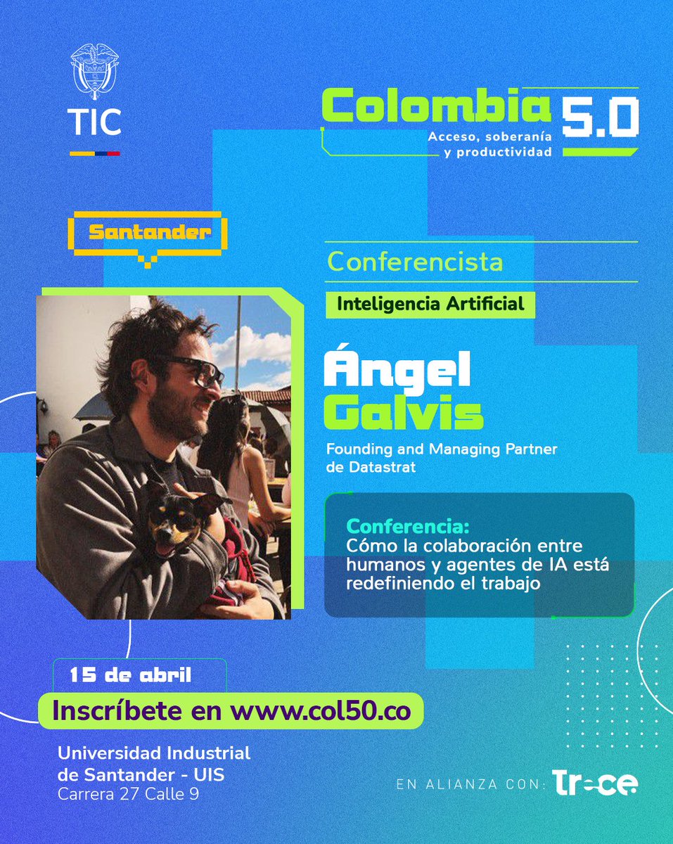 angelgalvisc's tweet photo. Mañana 9:30 am en la @UIS estaré en #Colombia5punto0, en el Auditorio Guillermo Camacho Caro, hablando sobre cómo la colaboración entre humanos y agentes de IA está redefiniendo el trabajo.

Una de las preguntas más frecuentes que me hacen empresarios y gerentes es: ¿qué modelo de IA deberíamos usar? ¿Claude, ChatGPT, Gemini? Es la pregunta equivocada. Y mañana voy a explicar por qué.

El cambio real no está en el modelo. Está en lo que viene después: sistemas con memoria, que dejan rastro de lo que hacen, que pueden mejorar solos, y que necesitan límites claros para no desviarse. 

Pero nada de eso escala si la organización no se rediseña para absorberlo.

Estamos pasando de personas que usan software a organizaciones que operan con sistemas que trabajan junto a ellas. 

Y hoy las tres barreras más reales que veo son: el desconocimiento, la desinformación y la incredulidad sobre los grados de autonomía de estos sistemas. La seguridad, que sigue viéndose como riesgo cuando debería ser un imperativo de defensa. Y la formación y el compromiso empresarial, que siguen siendo opcionales cuando deberían ser obligatorios.

La colaboración entre humanos e IA, tal como la entendemos, puede ser solo una fase.

https://t.co/qO6OeQ2pA9
Inscríbase aquí 👆
