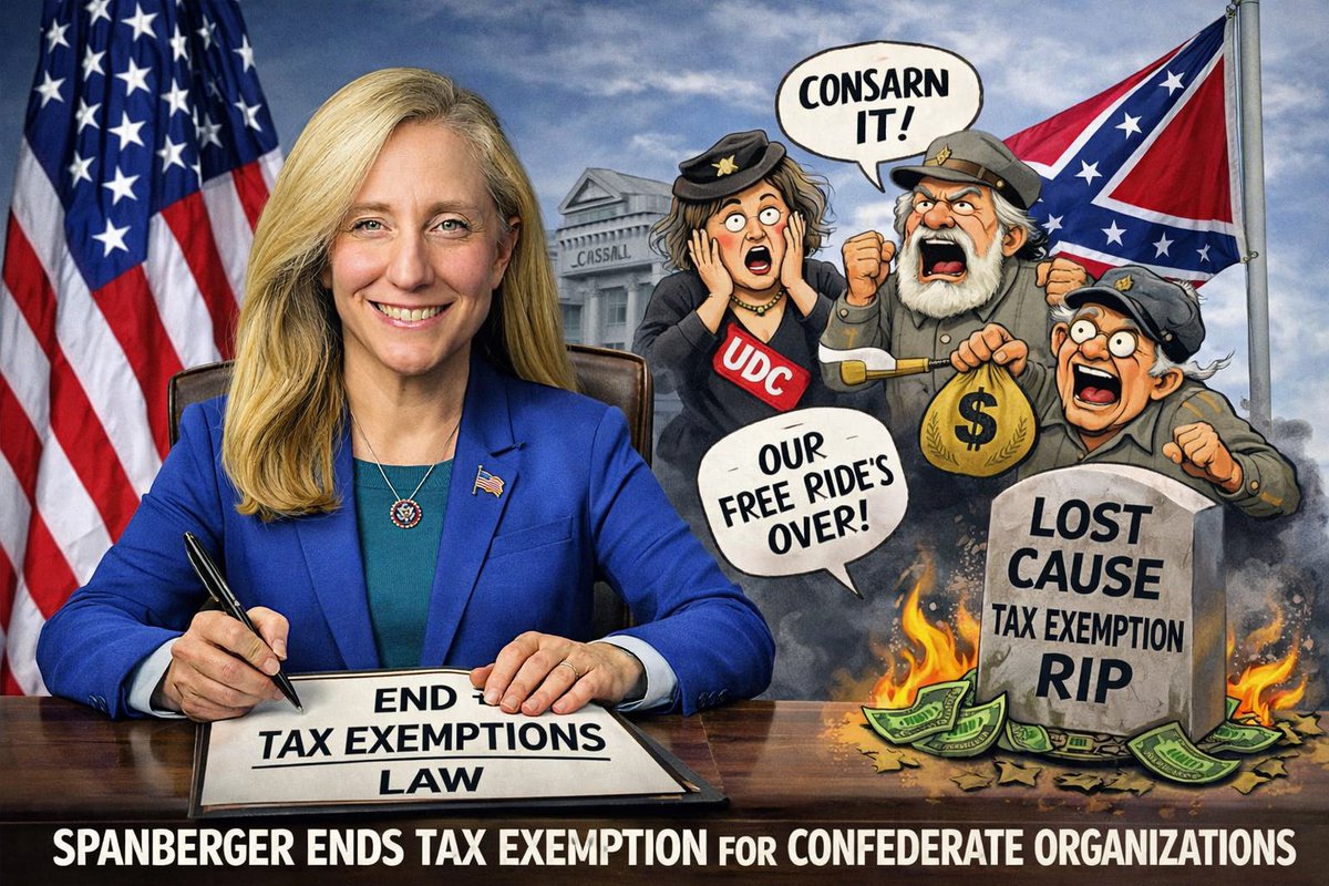 Bmbempower's tweet image. #Governor of #Virginia #AbigailSpanberger just signed a law ending the tax exemption status for the United Daughters of the #Confederacy and other #Confederate groups.